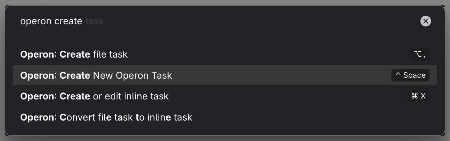 MEDIA-DOCS-009-1 - The command palette showing Create New Operon Task