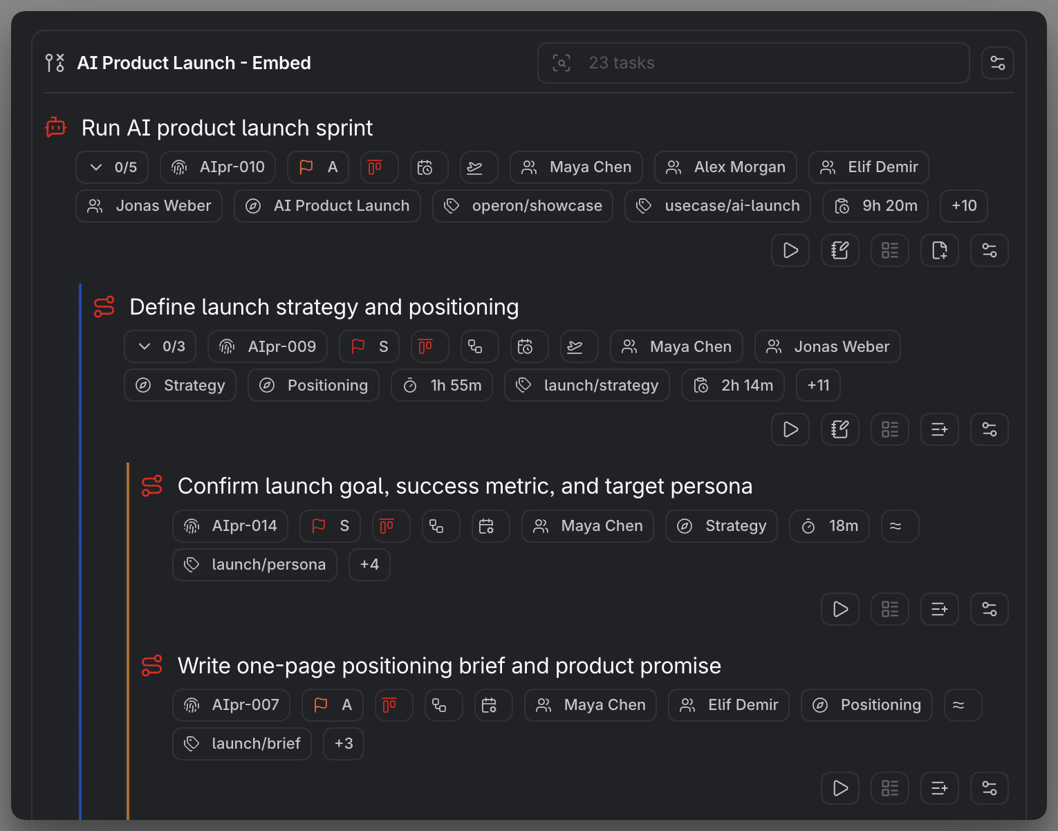 MEDIA-DOCS-025-1 - The Filter View showing a filtered list of tasks