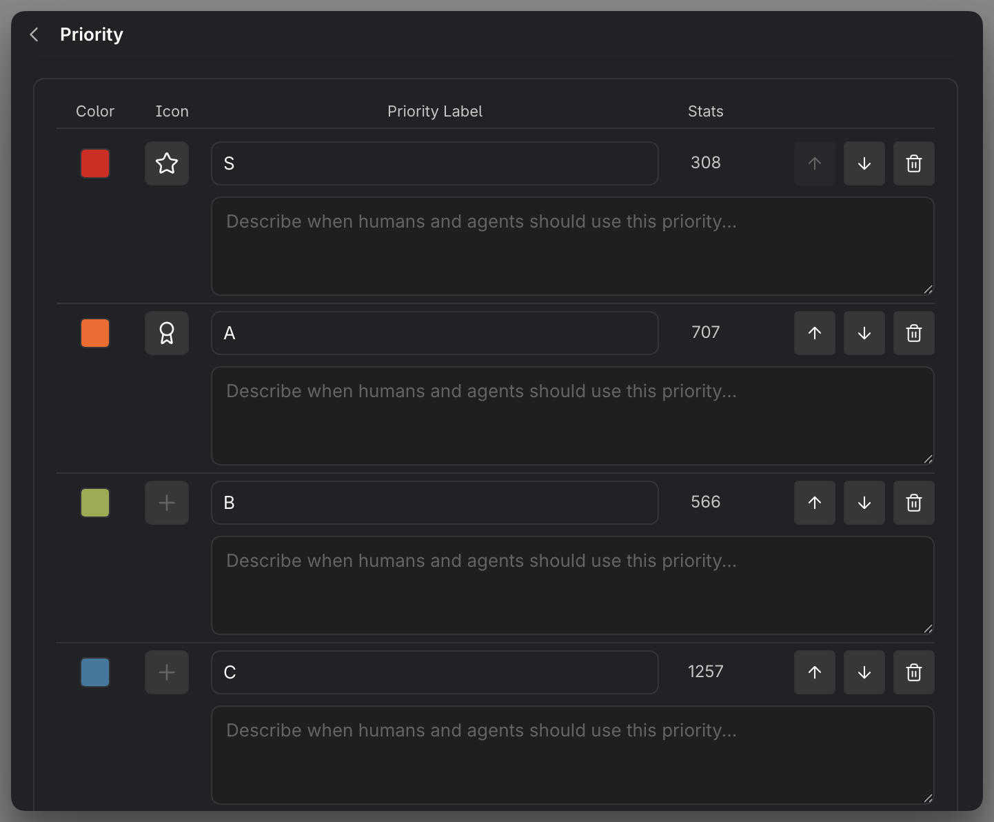MEDIA-DOCS-038-1 - The Priority settings showing the ranked levels with their colors