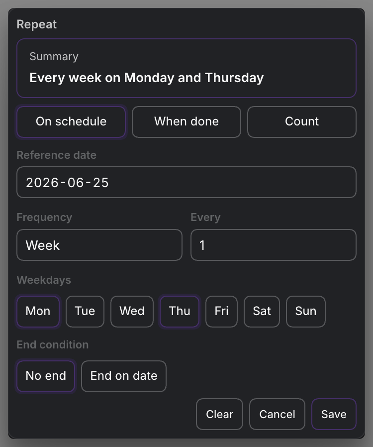 MEDIA-DOCS-064-1 - Recurrence picker frequency and weekdays