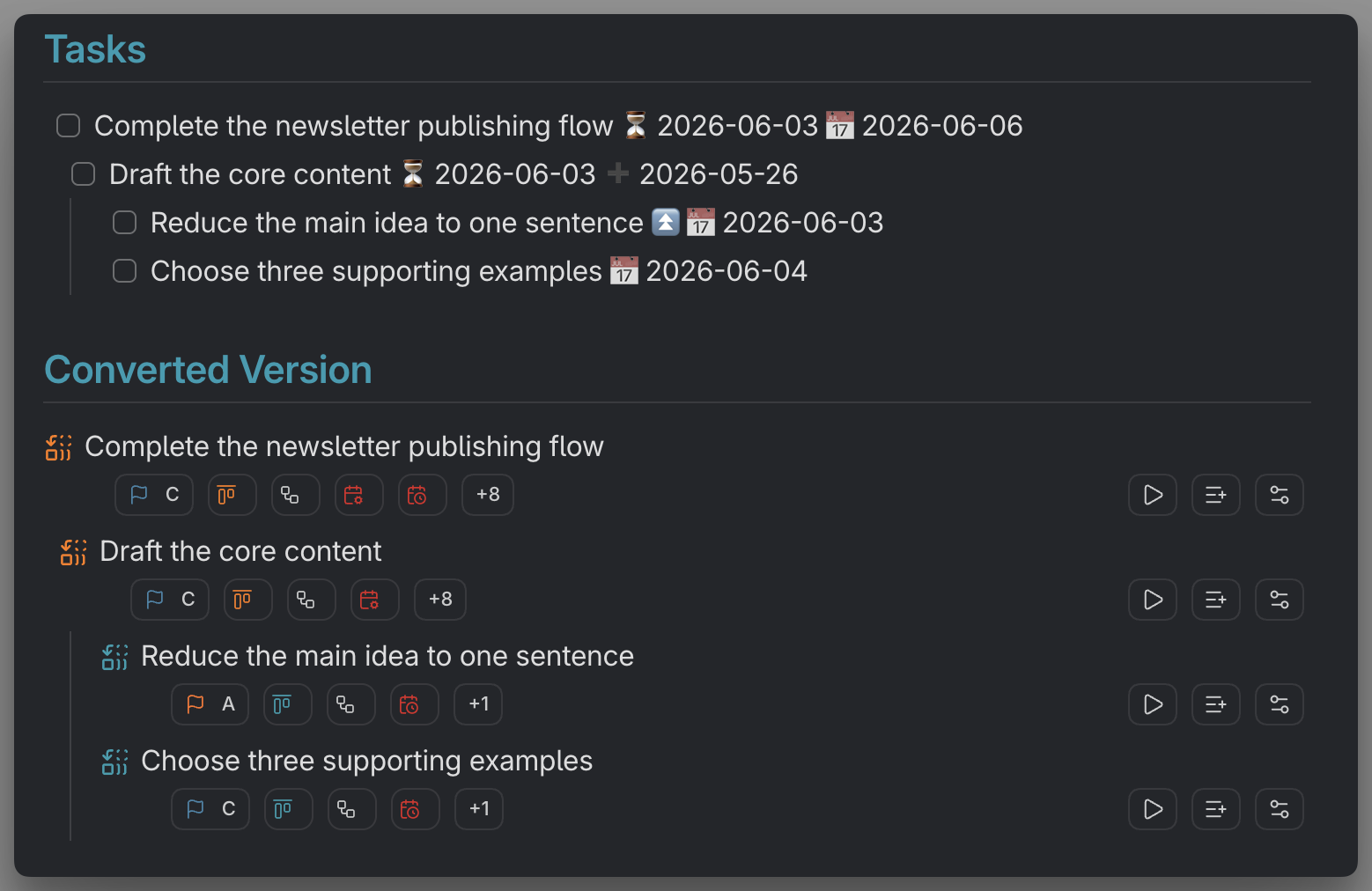 MEDIA-DOCS-077-1 - A Tasks emoji line above, and the Operon inline task it becomes below