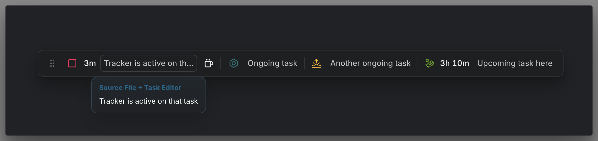 MEDIA-DOCS-152-1 - Status Dock with tracking, ongoing tasks, and the next upcoming task