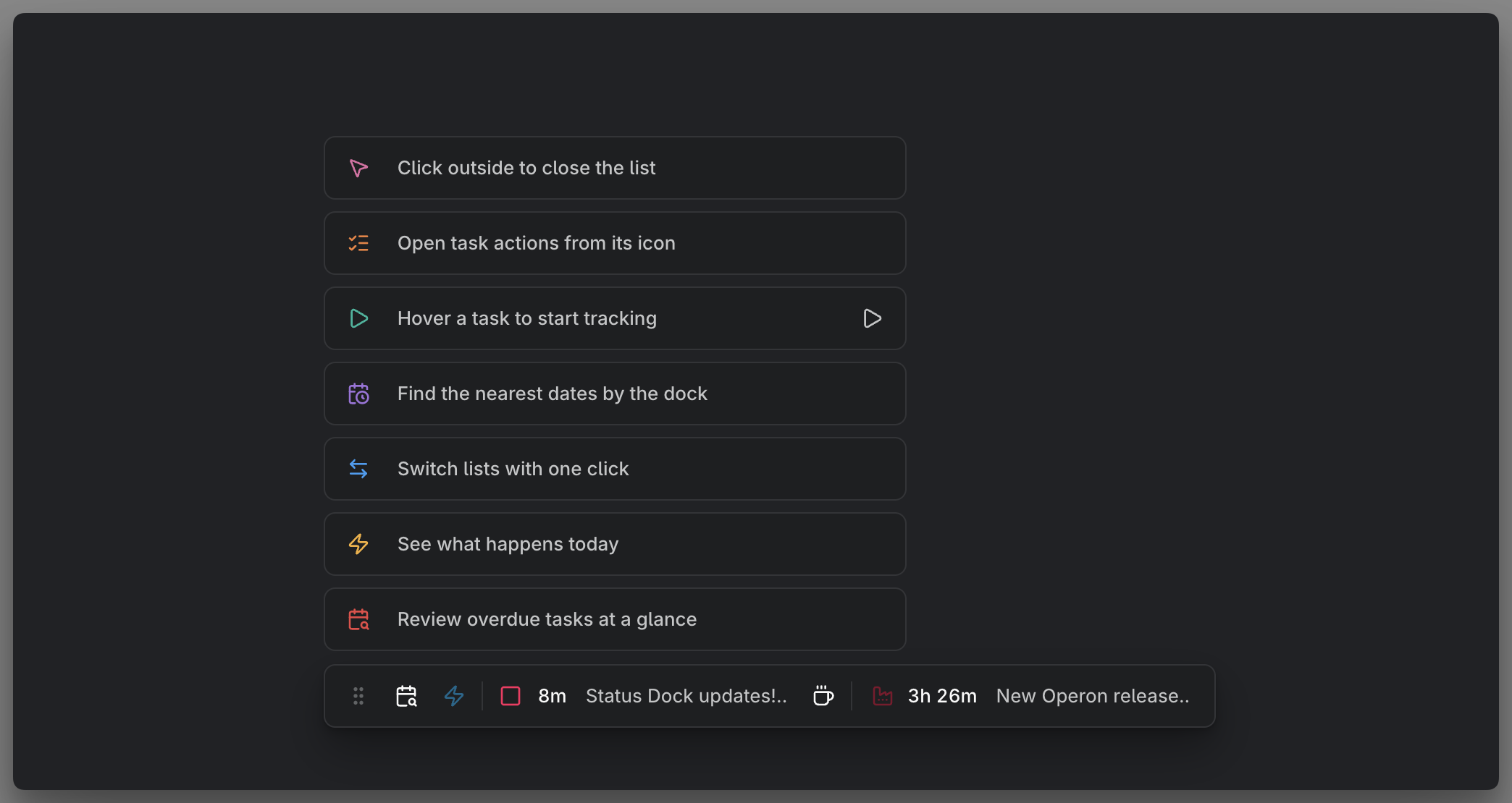 MEDIA-DOCS-152-2 - Status Dock with the Happens Today task list open